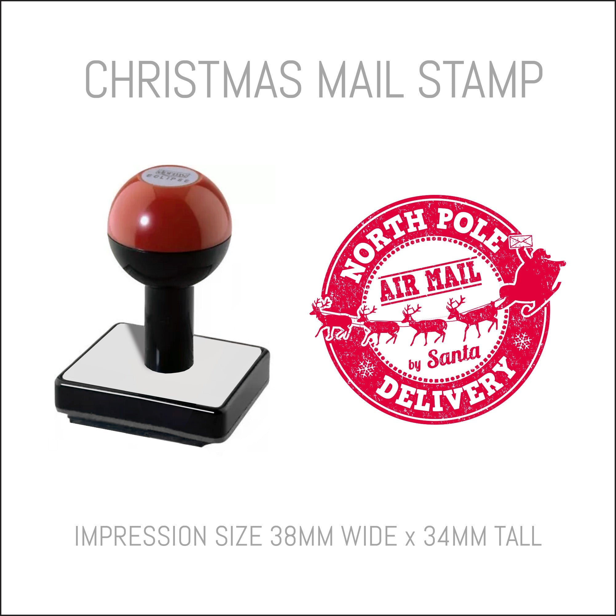 Christmas Postmark Rubber Hand Stamp North Pole Air Mail