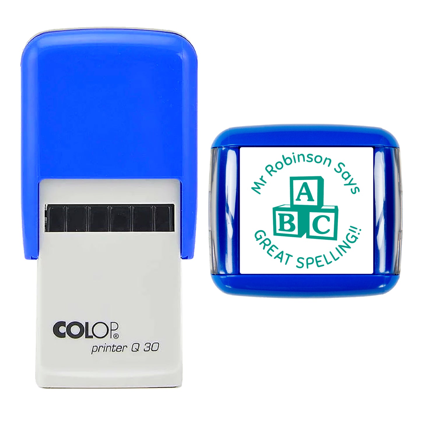 30mm Round Self-Inking Rubber Stamp – Perfect for Teachers, School, and Education Use – Personalised and Custom Made Design - ABC