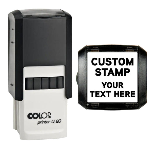 20mm Square - Personalised Custom Made Self-Inking Business Company Address Rubber Ink Stamp