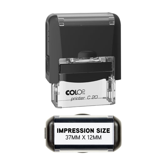 37 x 12mm - Premium Personalised Custom Made Self-Inking Rubber Stamp - Up to 3 Lines of Customised Text