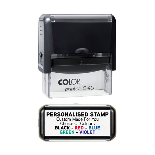 58 x 22mm - Premium Personalised Custom Made Self-Inking Rubber Stamp - Up to 5 Lines of Customised Text