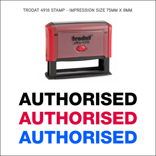 Authorised - Rubber Stamp - Trodat 4918 - 75mm x 8mm Impression