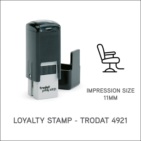 Barbers Chair - Barbers Loyalty Card Rubber Stamp - Trodat 4921 - 11mm x 11mm Impression