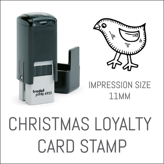 Bird - Christmas Loyalty Card Rubber Stamp - Trodat 4921 - 11mm x 11mm Impression