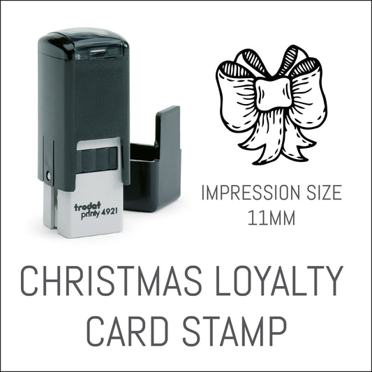 Bow - Christmas Loyalty Card Rubber Stamp - Trodat 4921 - 11mm x 11mm Impression