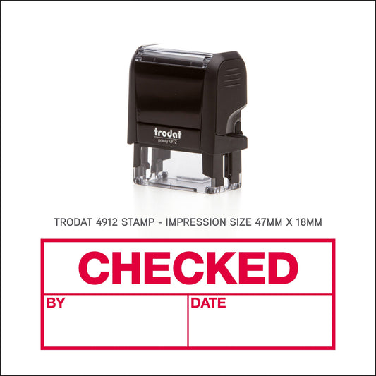 Checked By Date Rubber Stamp - Trodat 4912 - 45mm x 18mm Impression