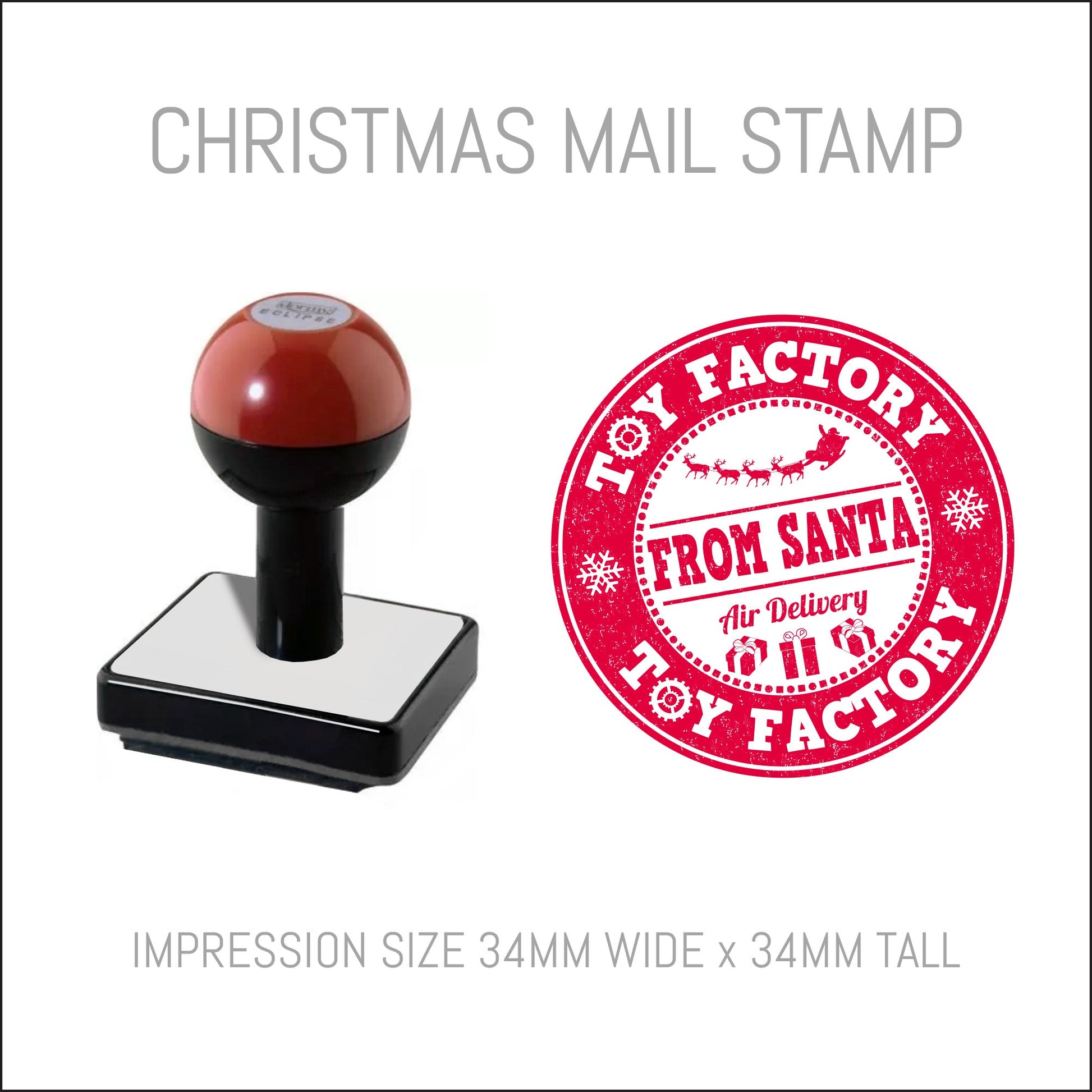 Christmas Postmark Rubber Hand Stamp - From Santa - Toy Factory
