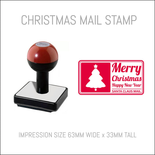 Christmas Postmark Rubber Hand Stamp - Merry Christmas