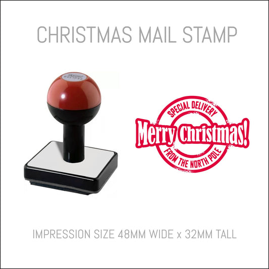 Christmas Postmark Rubber Hand Stamp - Merry Christmas