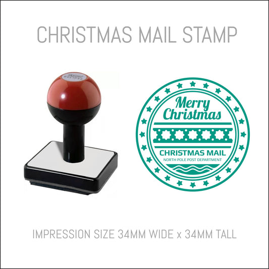 Christmas Postmark Rubber Hand Stamp - Merry Christmas Mail