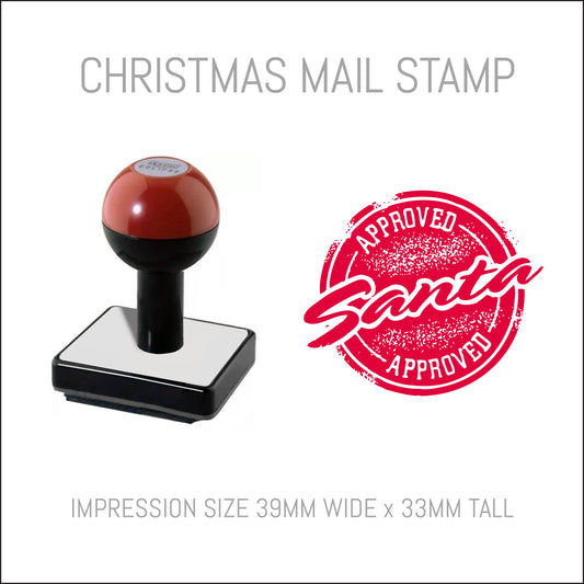Christmas Postmark Rubber Hand Stamp - Santa Approved