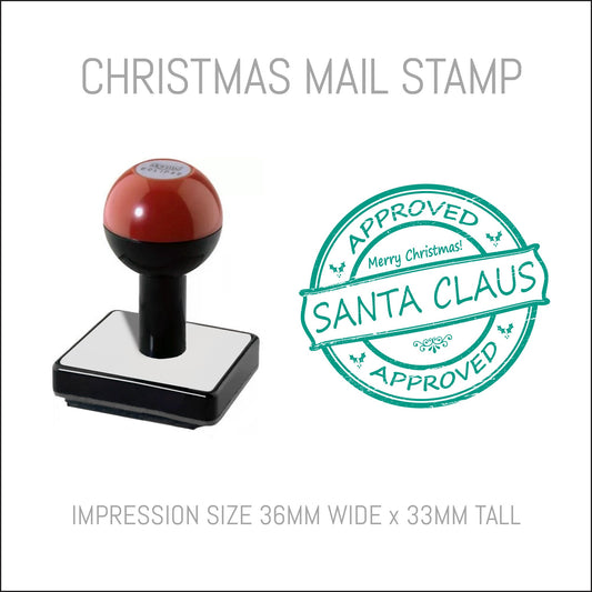 Christmas Postmark Rubber Hand Stamp - Santa Claus Approved