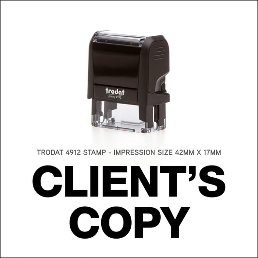 Client's Copy - Rubber Stamp - Trodat 4912 - 47mm x 18mm Impression