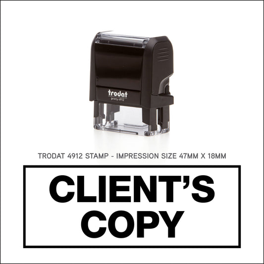 Client's Copy With Border - Rubber Stamp - Trodat 4912 - 47mm x 18mm Impression