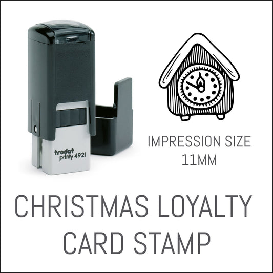 Clock - Christmas Loyalty Card Rubber Stamp - Trodat 4921 - 11mm x 11mm Impression