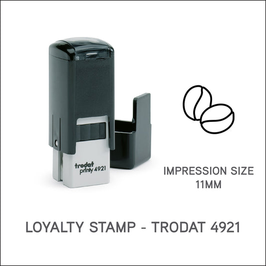 Coffee Beans - Café - Takeaway Loyalty Card Rubber Stamp - Trodat 4921 - 11mm x 11mm Impression