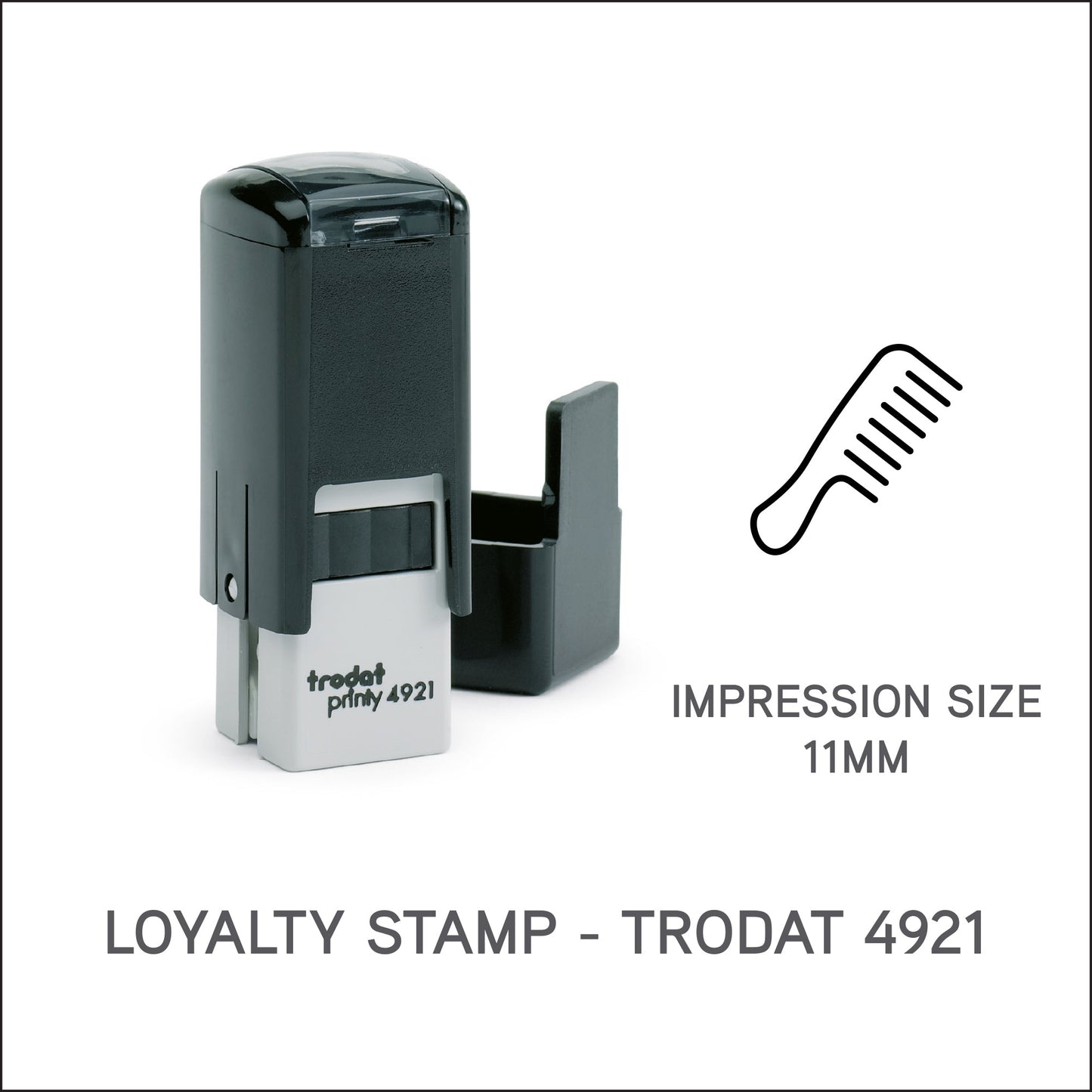 Comb - Barbers Loyalty Card Rubber Stamp - Trodat 4921 - 11mm x 11mm Impression