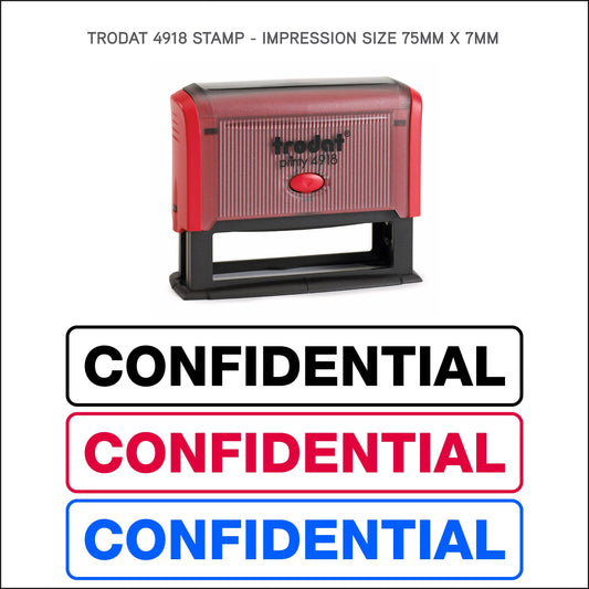 Confidential - Rubber Stamp - Trodat 4918 - 75mm x 7mm Impression