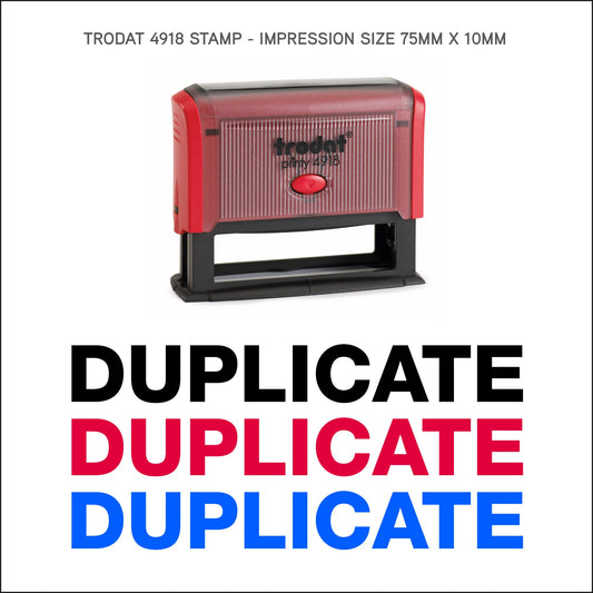 Duplicate - Rubber Stamp - Trodat 4918 - 75mm x 8mm Impression