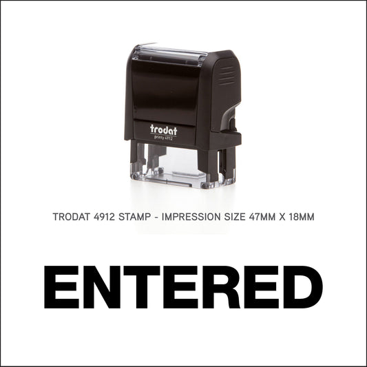 Entered - Rubber Stamp - Trodat 4912 - 47mm x 18mm Impression