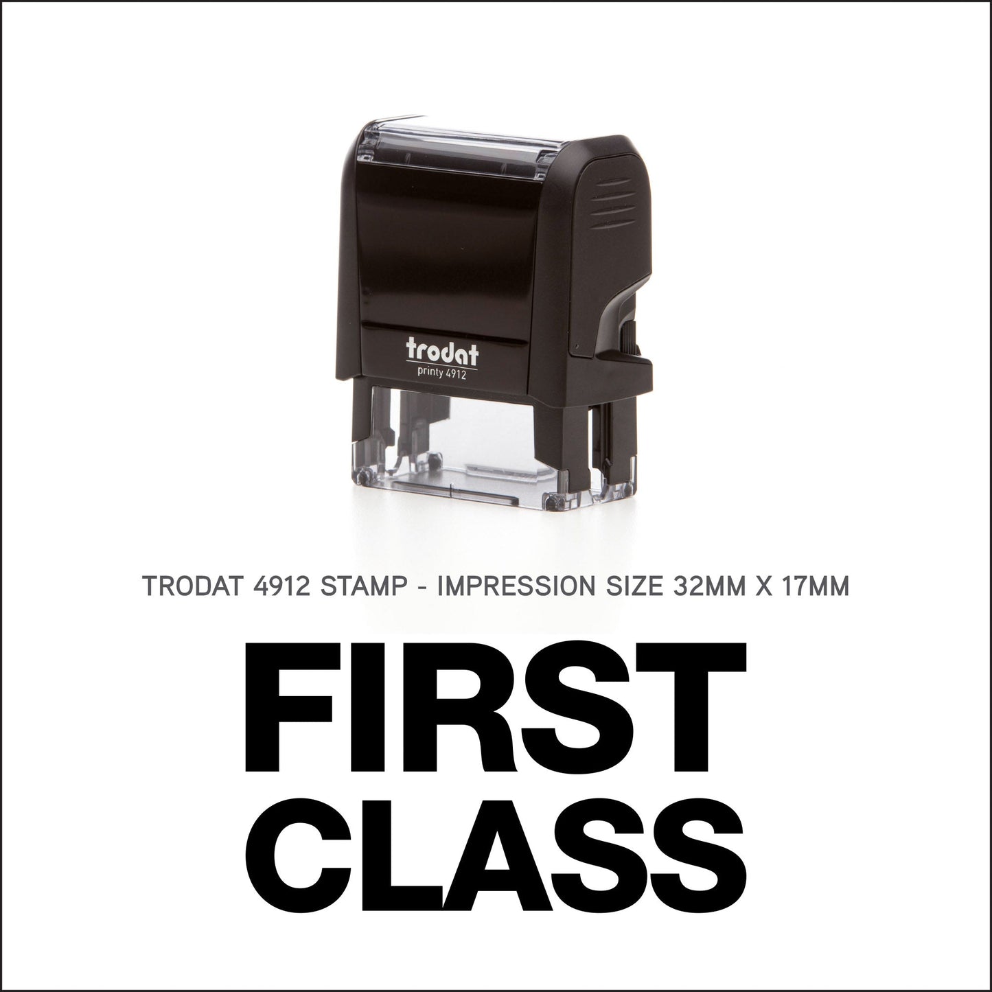 First Class - Rubber Stamp - Trodat 4912 - 32mm x 17mm Impression