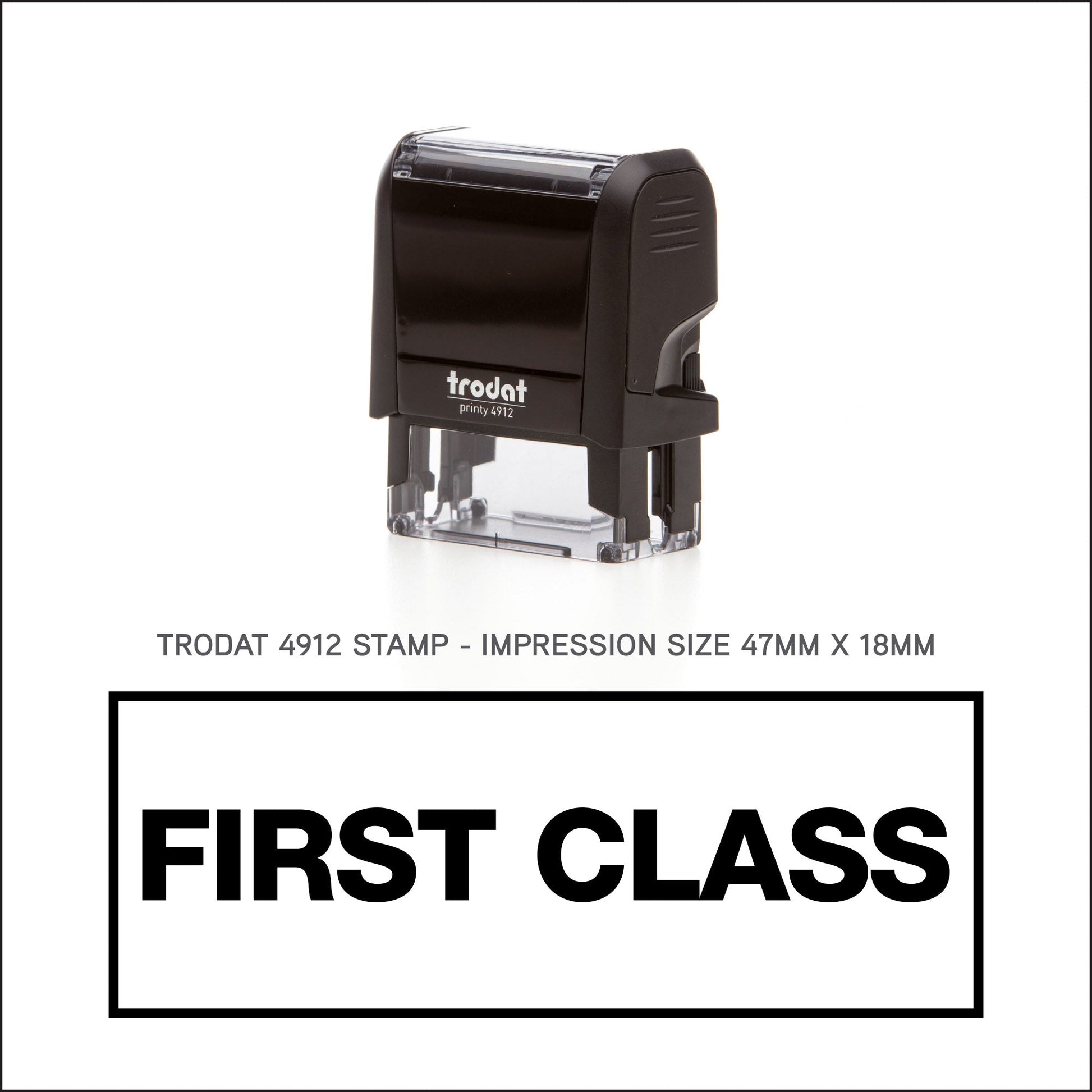 First Class With Border - Rubber Stamp - Trodat 4912 - 47mm x 18mm Impression