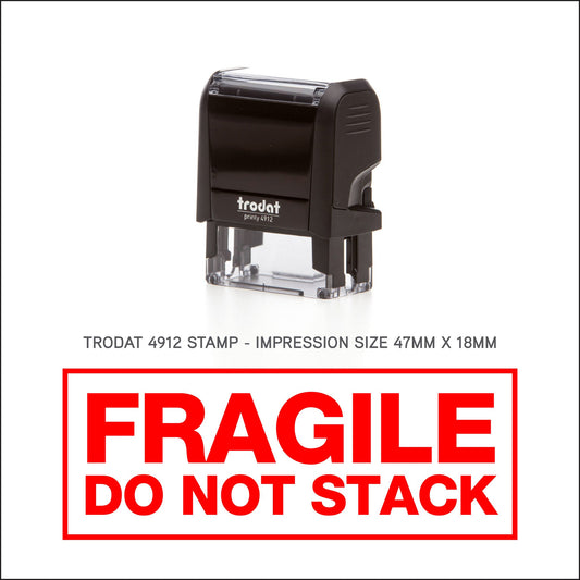 Fragile Do Not Stack Rubber Stamp - Trodat 4912 - 45mm x 18mm Impression