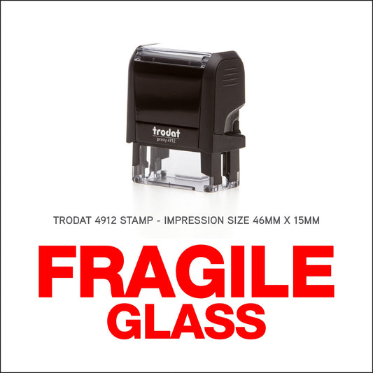Fragile Glass Rubber Stamp - Trodat 4912 - 45mm x 15mm Impression
