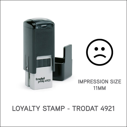 Frowny Face - Loyalty Card Rubber Stamp - Trodat 4921 - 11mm x 11mm Impression