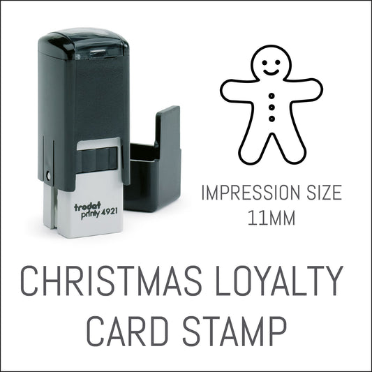 Gingerbread Man - Christmas Loyalty Card Rubber Stamp - Trodat 4921 - 11mm x 11mm Impression