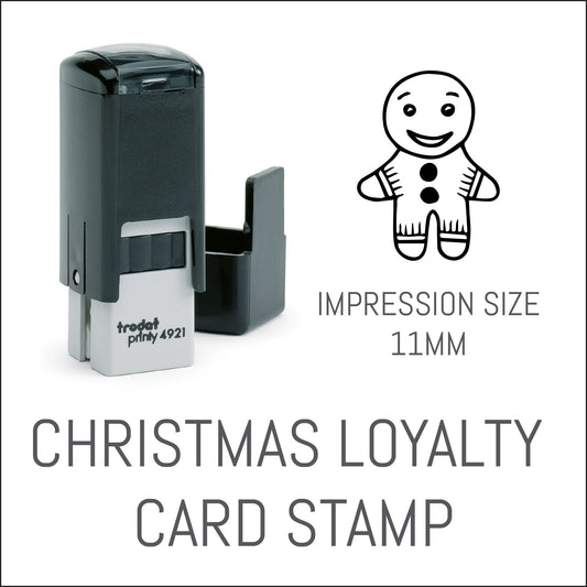 Ginigerbread Man - Christmas Loyalty Card Rubber Stamp - Trodat 4921 - 11mm x 11mm Impression