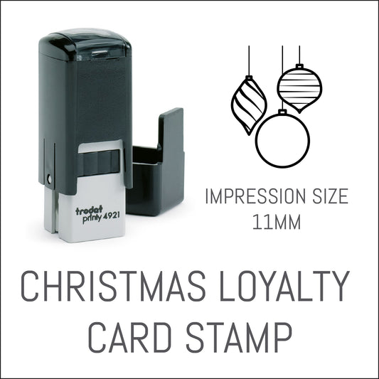 Hanging Bauble - Christmas Loyalty Card Rubber Stamp - Trodat 4921 - 11mm x 11mm Impression