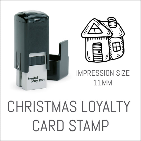 House - Christmas Loyalty Card Rubber Stamp - Trodat 4921 - 11mm x 11mm Impression