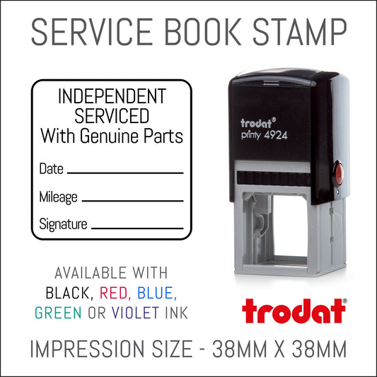 Independent Service With Genuine Parts - With Outline - Self Inking Rubber Stamp - Trodat 4924 - 38mm x 38mm Impression