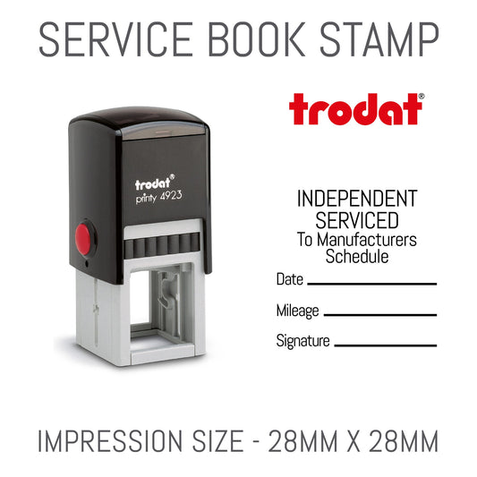 Independent Serviced To Manufacturers Schedule - Self Inking Rubber Stamp - Trodat 4923 - 28mm x 28mm Impression