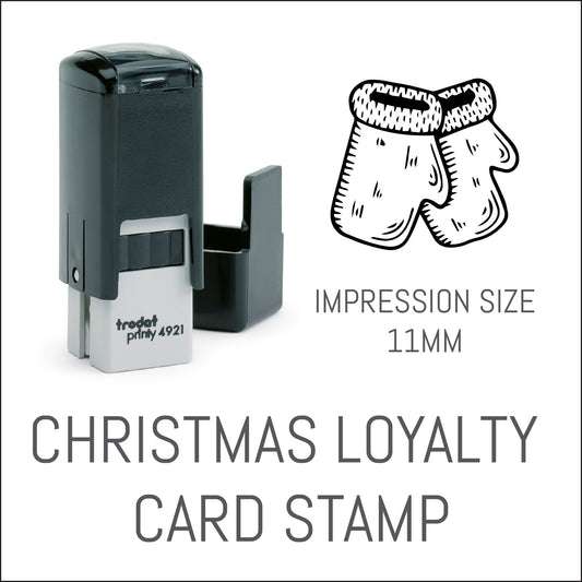 Mittens - Christmas Loyalty Card Rubber Stamp - Trodat 4921 - 11mm x 11mm Impression