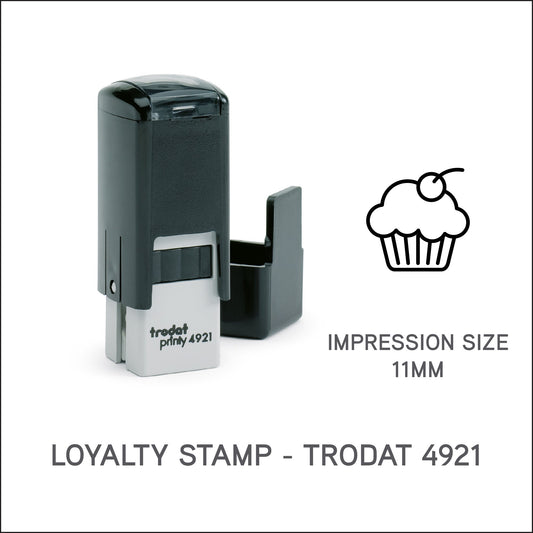 Muffin With Cherry - Café - Bakery Loyalty Card Rubber Stamp - Trodat 4921 - 11mm x 11mm Impression