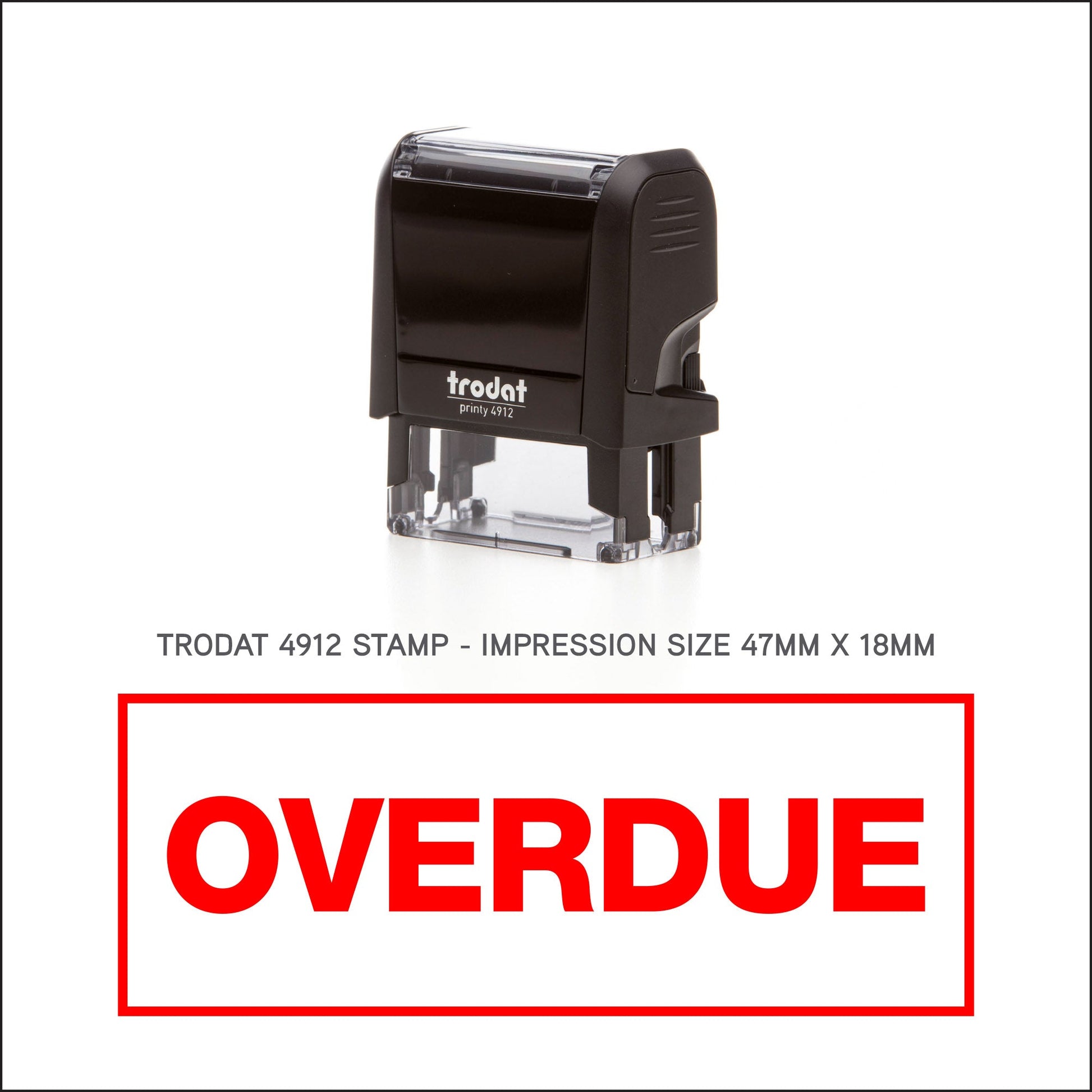 Overdue - Rubber Stamp - Trodat 4912 - 45mm x 18mm Impression