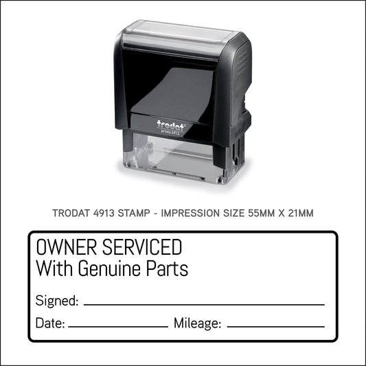 Owner Serviced With Genuine Parts - Self Inking Rubber Stamp - Trodat 4913 - 55mm x 21mm Impression