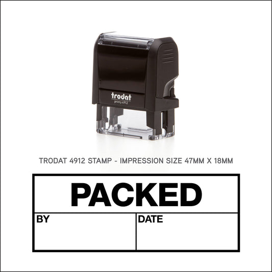 Packed - By - Date - Rubber Stamp - Trodat 4912 - 47mm x 18mm Impression