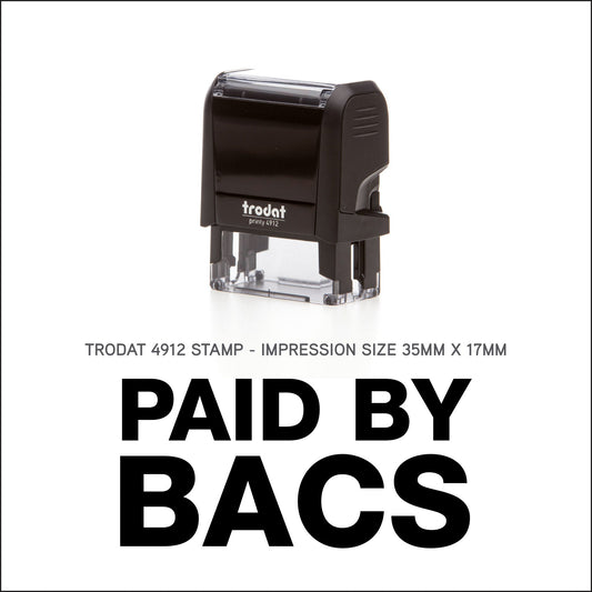 Paid By Bacs - Rubber Stamp - Trodat 4912 - 42mm x 17mm Impression