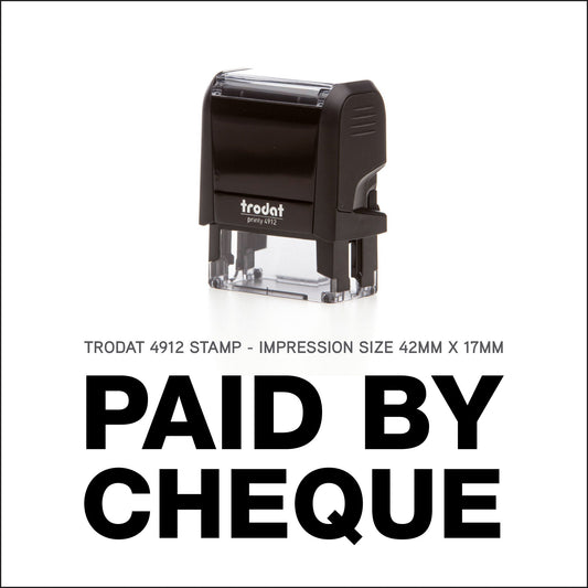 Paid By Cheque - Rubber Stamp - Trodat 4912 - 42mm x 17mm Impression