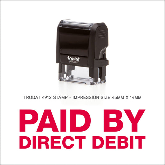 Paid By Direct Debit - Rubber Stamp - Trodat 4912 - 45mm x 14mm Impression