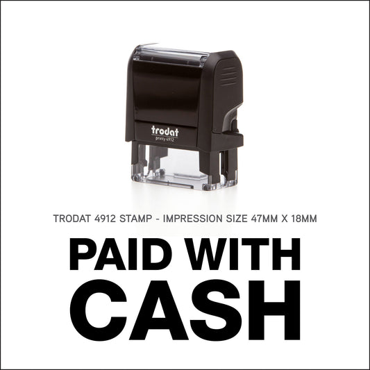 Paid With Cash - Rubber Stamp - Trodat 4912 - 47mm x 18mm Impression