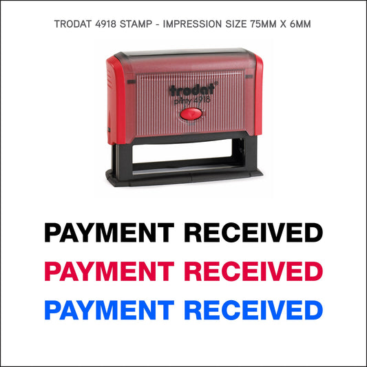Payment Recieved - Rubber Stamp - Trodat 4918 - 75mm x 6mm Impression