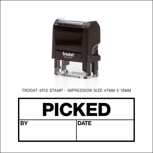 Picked - By - Date - Rubber Stamp - Trodat 4912 - 47mm x 18mm Impression