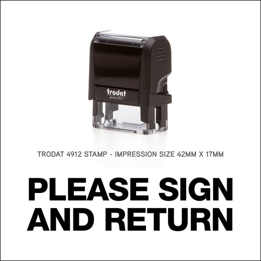 Please Sign And Return - Rubber Stamp - Trodat 4912 - 42mm x 17mm Impression