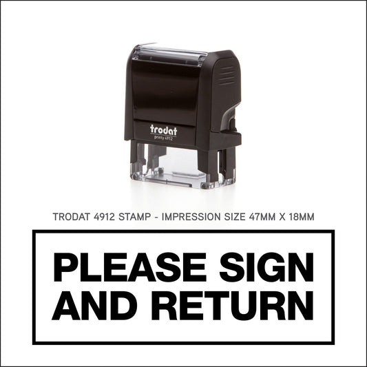 Please Sign And Return With Border - Rubber Stamp - Trodat 4912 - 42mm x 17mm Impression