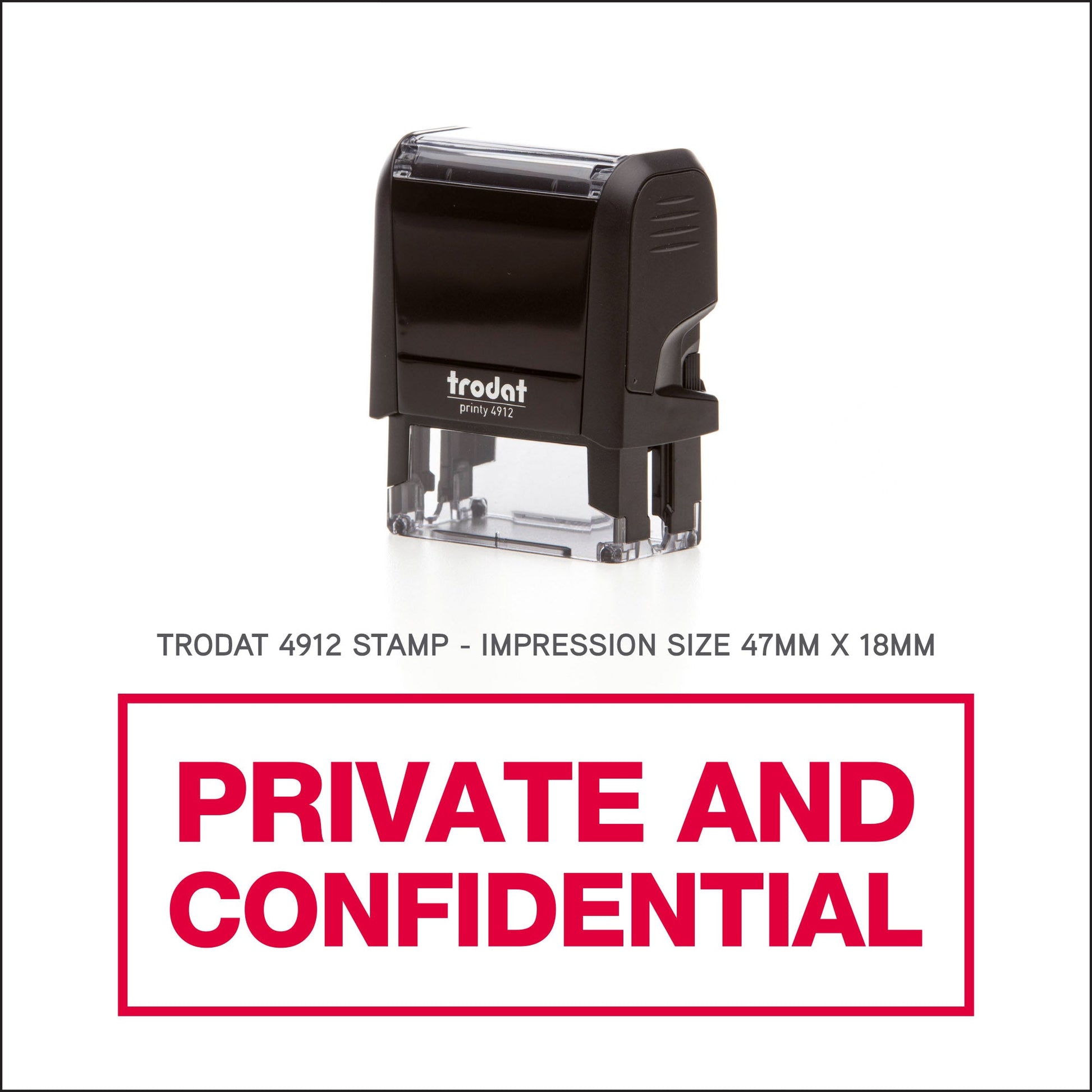 Private And Confidential Rubber Stamp - Trodat 4912 - 45mm x 18mm Impression