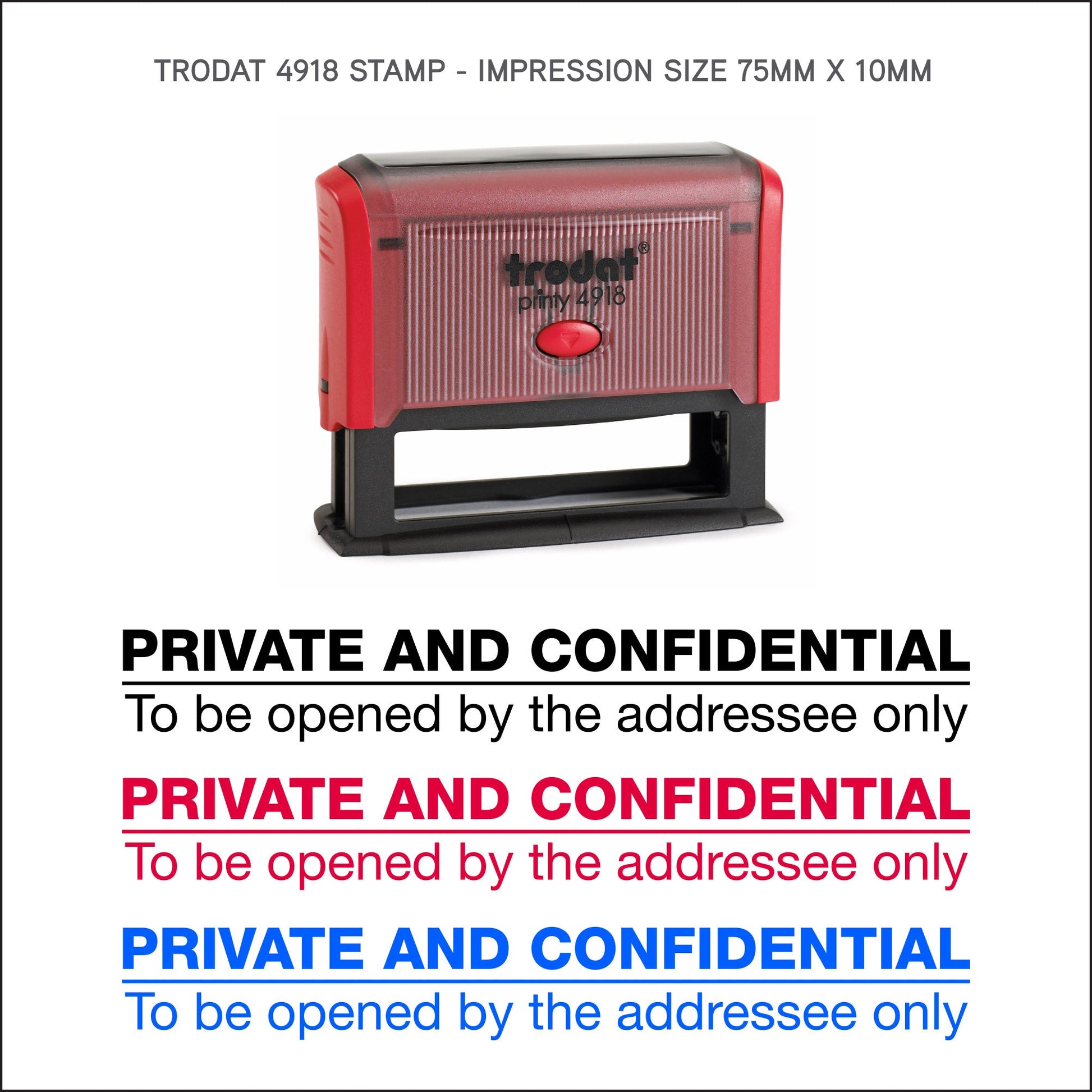 Private And Confidential - Rubber Stamp - Trodat 4918 - 75mm x 10mm Impression